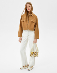 Truckerjacke aus Baumwolle mit Kontrastfarbe